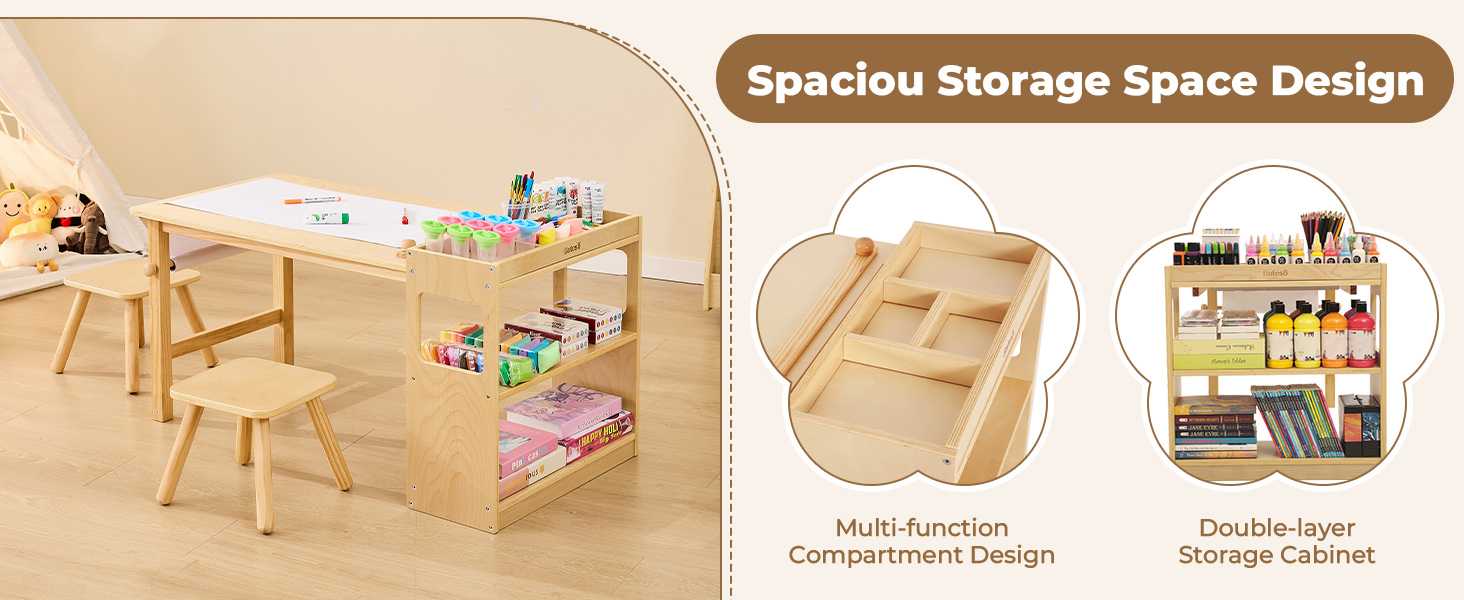 Дитячий стіл Kinder-Kunsttisch з 2 стільцями та рулонами паперу - набір для творчості та навчання