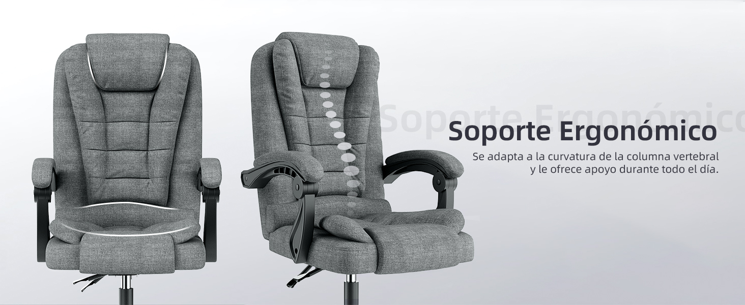 Офісний крісло Rattantree з підніжкою, ергономічний крісло для комп'ютера, PC крісло з м'якими підлокітниками та регулюванням нахилу, регульована висота, крісло для керівника, оббивка з тканини (темно-сірий, без підніжки)