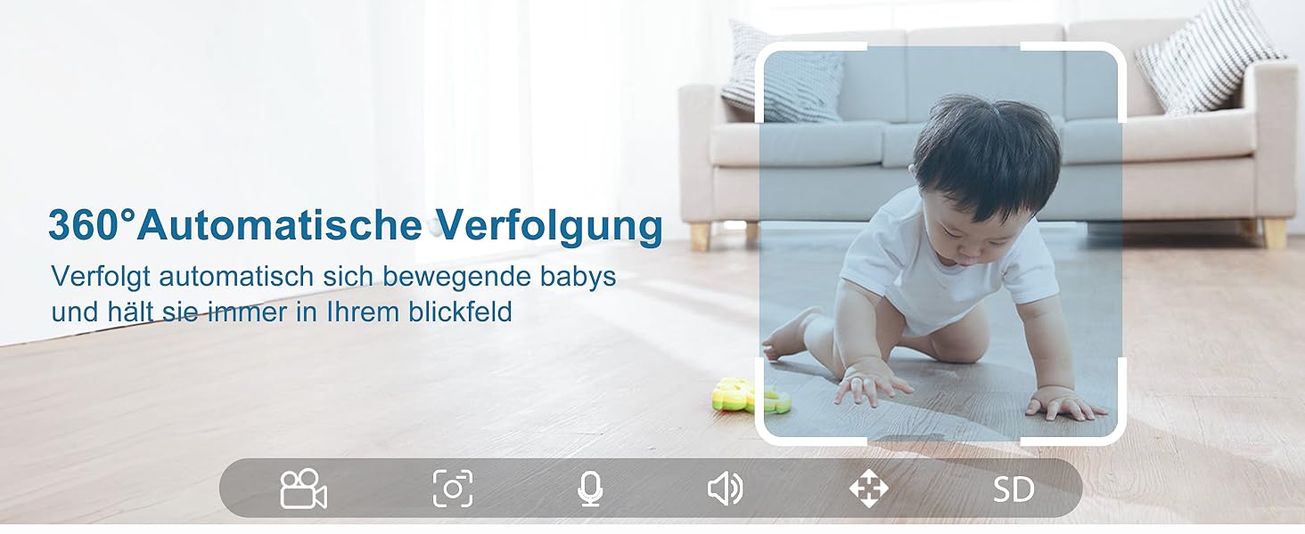Відеоняня з камерою 2K PTZ: монітор для немовлят з нічним баченням, датчиком руху, лушпаннями, зумом 4x та записом