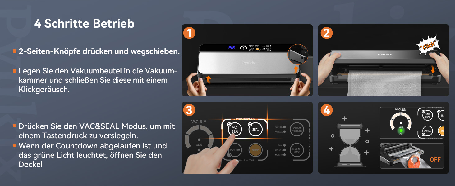 Вакууматор 8-в-1 для продуктів з потужністю 80 КПа, режимами «сухий/вологий», вбудованим різаком та відсіком для пакетів, цифровим таймером, нержавіюча сталь (комплект: шланг, 2 рулони, 11 пакетів)