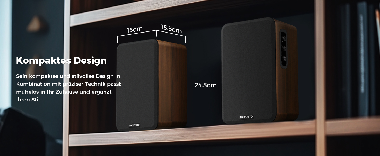 Активні полочні колонки 36W RMS, бездротові Bluetooth 5.4 динаміки для ПК з 5-дюймовим вуфером, USB-цифровим аудіо, регулюванням басів та високих частот, студійні монітори з RCA для вінілового програвача та ТВ, дерево