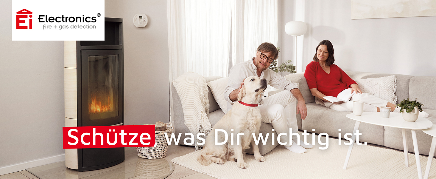 Датчик вуглекислого газу Ei Electronics Ei208D з LCD-дисплеєм та батареєю на 10 років, автономний, білий