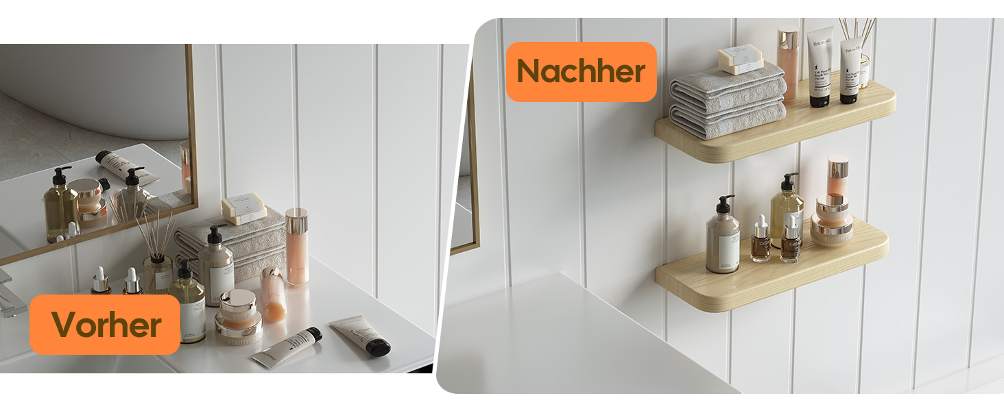 Плаваючі полиці Wandregal з дерева, набір 2 шт., коричневі - настінні полиці без кріплень для вітальні, спальні, кухні, для книг та декору