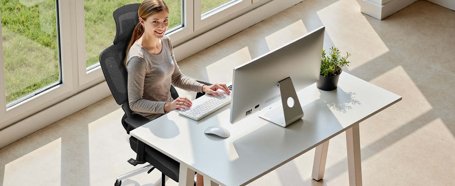 Ергономічне крісло для офісу та дому, 200 кг, чорний колір, з регульованою глибиною сидіння, 4D підлокітники, підтримка попереку, для тривалого сидіння, з пінопластовим наповнювачем