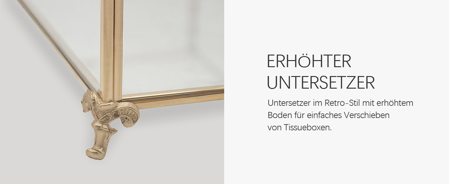 Скляна коробочка для серветок SLHEQING Gold - прямокутна, для ванної, вітальні, спальні, офісу (прозора)