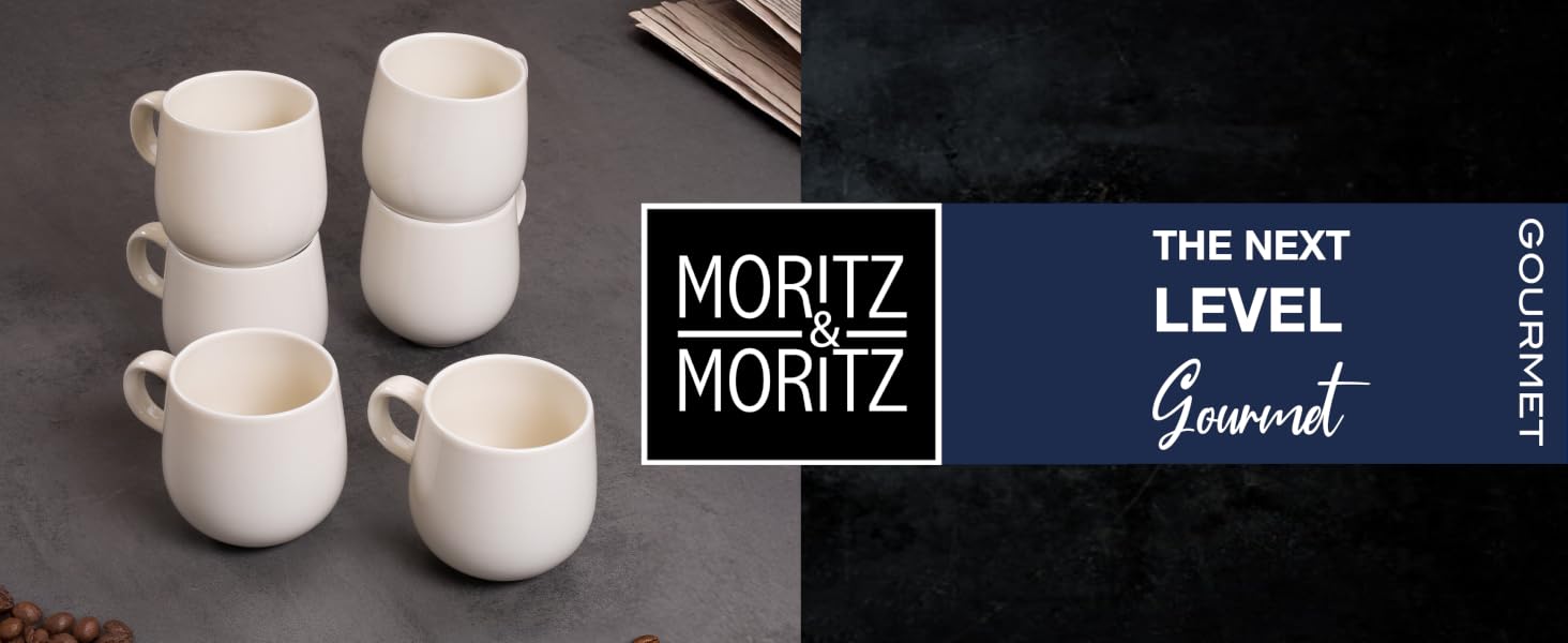 Набір порцелянових чашок для кави та чаю Moritz & Moritz ALHAMBRA, кремовий колір, 6 шт. по 380 мл
