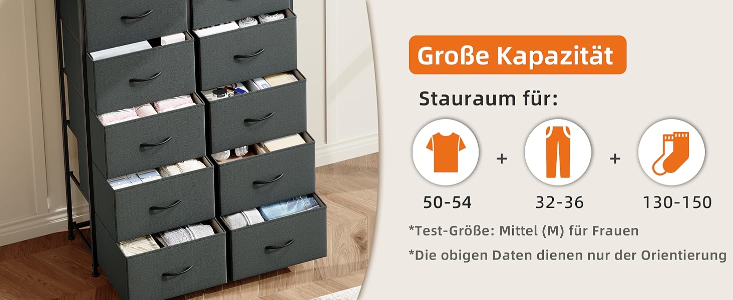 Комод з тканини з шухлядами, комод-шафа для спальні, вітальні, передпокою, 8 шухляд, білий (вугільно-сірий), 30T x 80B x 114.5H см