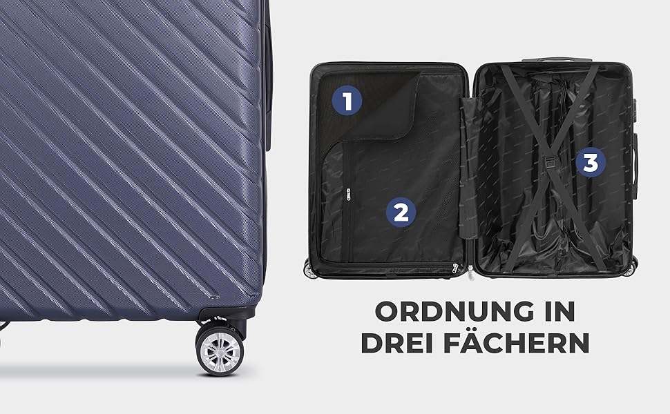 Набір валіз Onbest 3 шт. XXL (20', 24', 28') з ABS, з колесами, + вага – блакитний