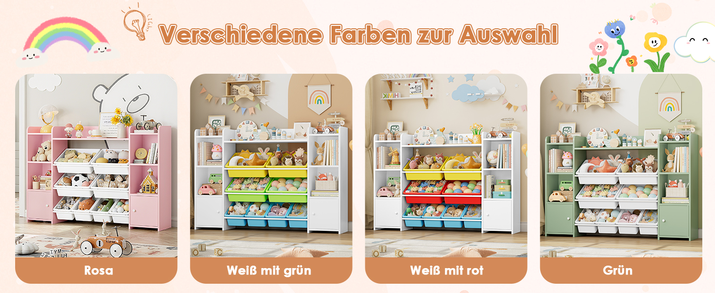 FOREHILL Дитяча полиця з 8 ящиками, дитячий шафчик, полиця для книг для дітей, органайзер для зберігання в дитячій кімнаті, меблі з іграшковою коробкою, 138,8 x 94,3 x 29,6 см, білий