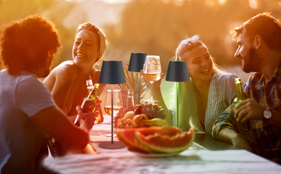 LED настільна лампа MALUX бездротова, торшера з торканням, диммування, тепле біле світло 2700K-4000K, металева, акумуляторна, вологостійка IP54, для саду, їдальні, спальні, робочого кабінету, балкону, готелю (темно-сірий), (сірий) 1 шт.