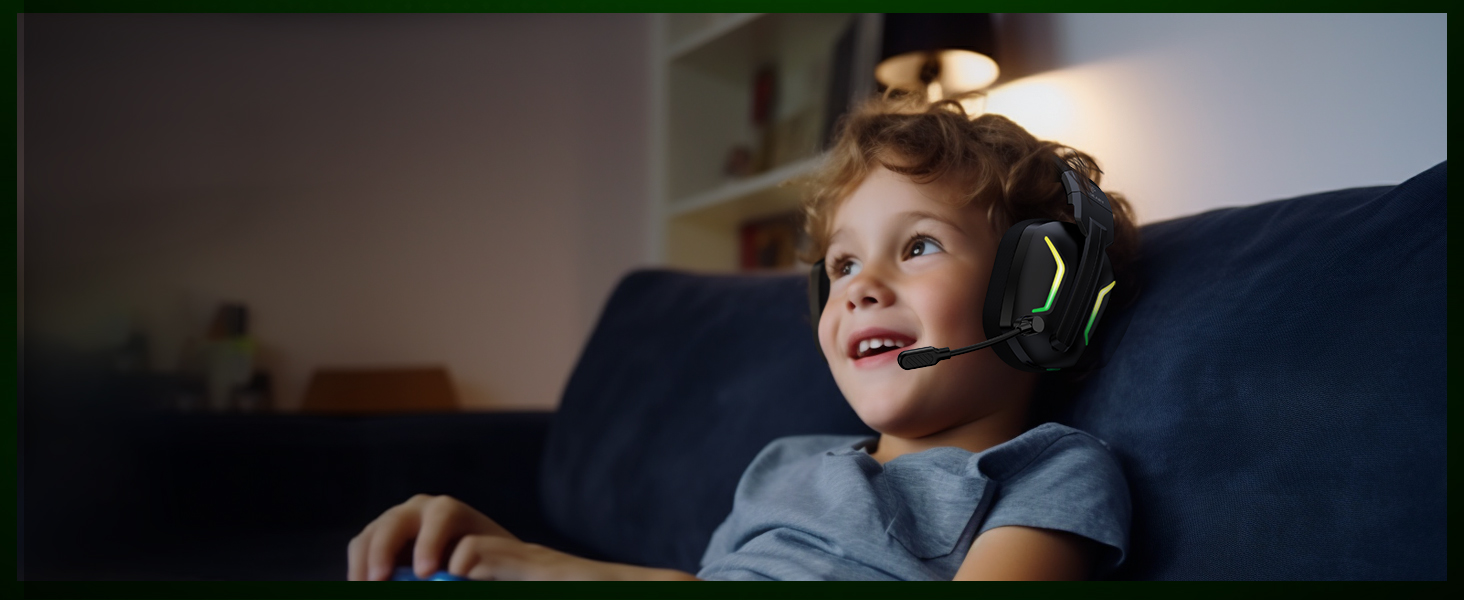 WG1 Bluetooth навушники для ігор: бездротові, з мікрофоном, для PS5, PS4, PC, Switch, Mac, LED-підсвітка, 50 годин роботи, Satinweiß