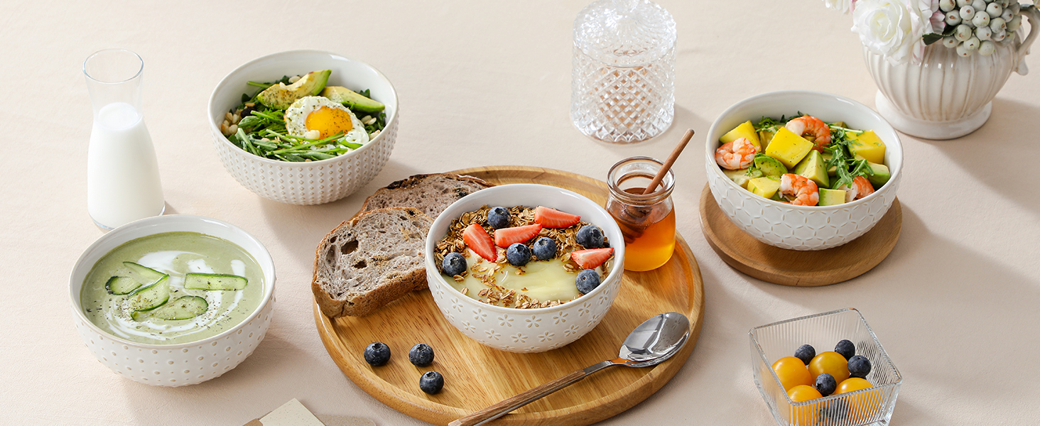 Набір посуду Malacasa LYDIA (24 шт.) для 4 осіб, бежевий: 16-ти частинний сервіз зі столових тарілок та чашок з рельєфом, з каменю