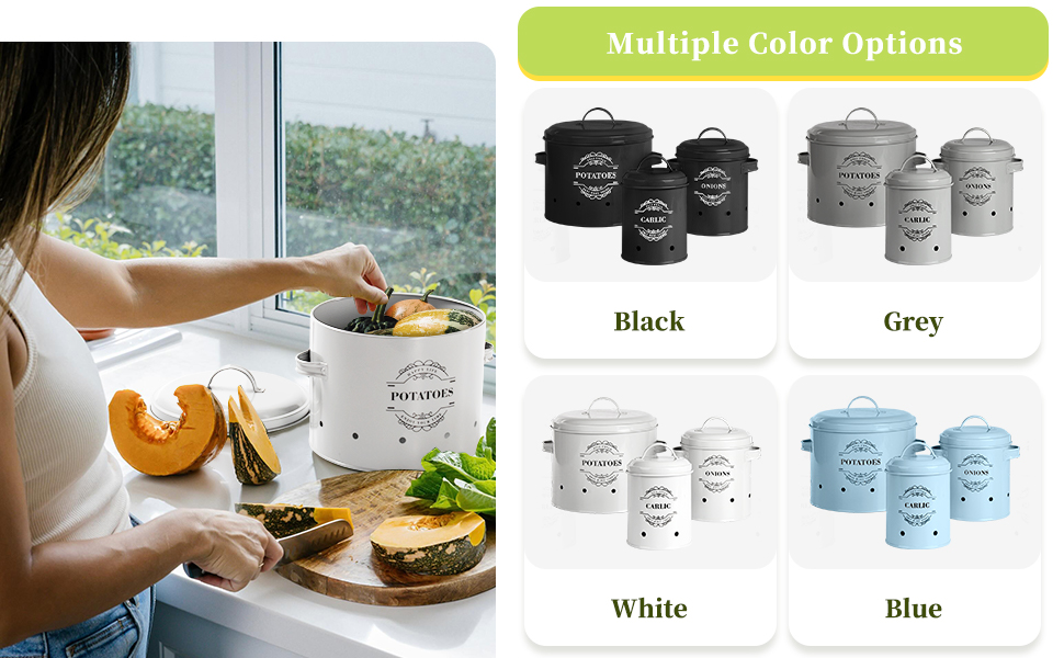 Набір контейнерів для зберігання картоплі, цибулі та часнику з вентиляцією, набір з 3 шт.