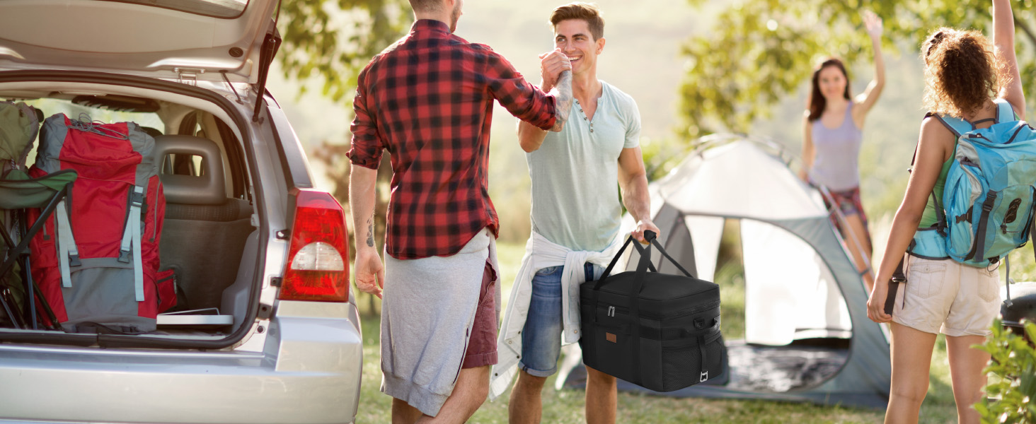 Термосумка-холодильник Lifewit 30л для пікніка, їжі та напоїв, чорна. Ізольована сумка-холодильник для роботи, кемпінгу, пляжу