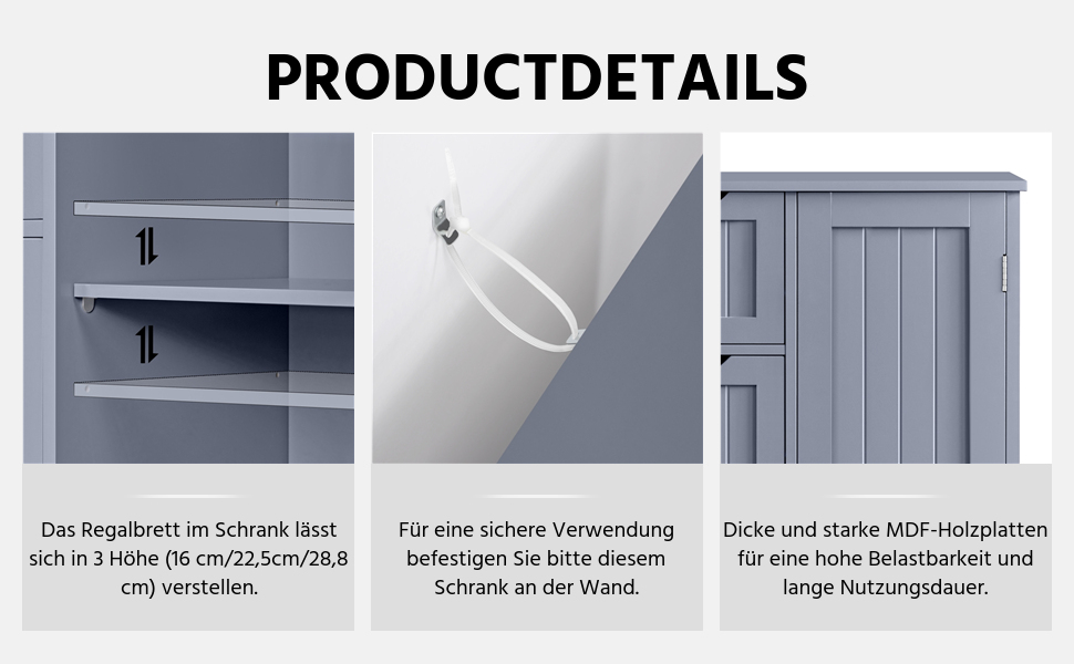 Шафа для ванної кімнати Yaheetech з 4 шухлядами та 2 дверцятами, підлогова шафа-комод для ванної, вітальні, коридору, кухні, білий, 81 x 30 x 83 см