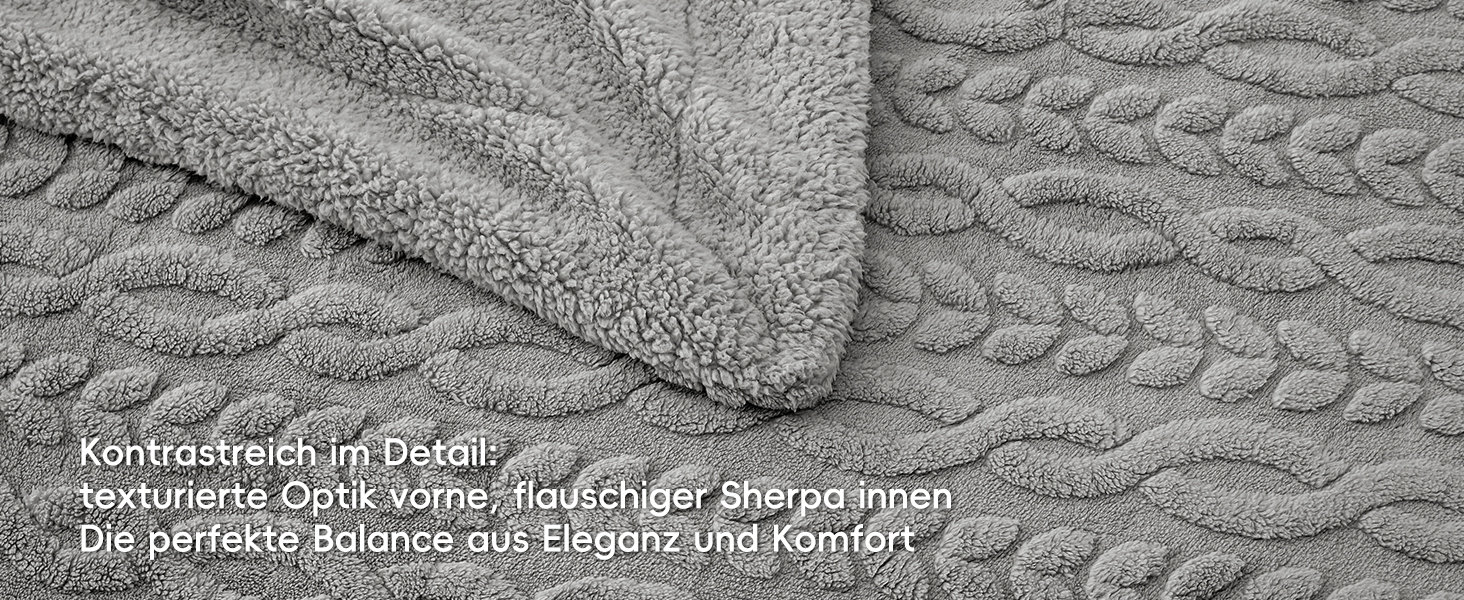 Плед Sherpa Fleecedecke: теплий та м'який плед 152x203 см, сертифікат Oeko-TEX®, з туфтованого жакарду, кремового кольору