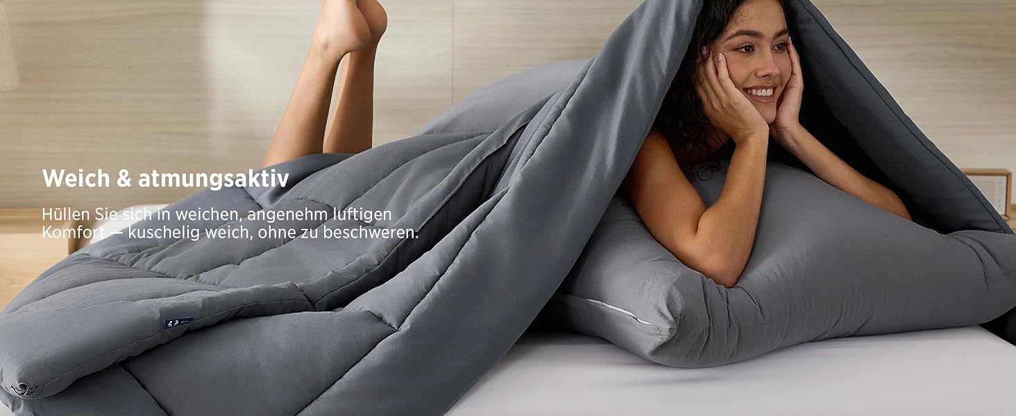 Всесезонна ковдра BEDSURE 240x220 см, стібана ковдра Oeko-TEX, сіра, середньої щільності