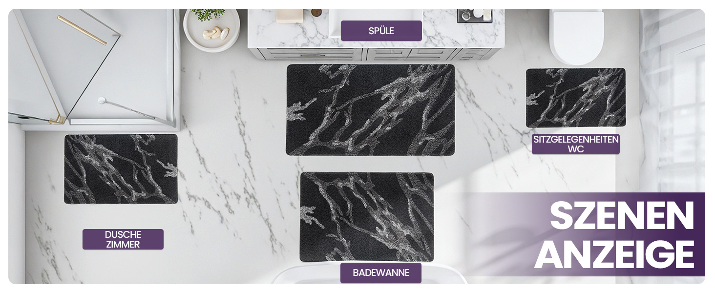 Килимок для ванної кімнати DEXI, 61 x 110 см, чорний, мікрофібра, антиковзаюча, швидковисихаюча