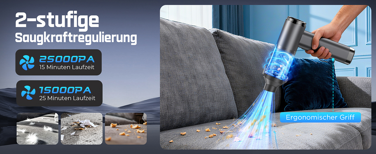 Акумуляторний ручний пилосос 4в1 Vac104, бездротовий автомобільний міні-пилосос 25000Па, безщітковий мотор 150000 об/хв, 6000mAh, для авто, дому та офісу