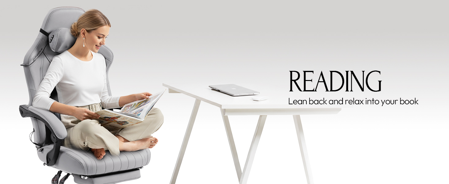 Ігровий крісло Dowinx з масажем, ергономічний дизайн, підтримка попереку та шиї, до 135 кг, шкіра, чорний (сірий), для дорослих