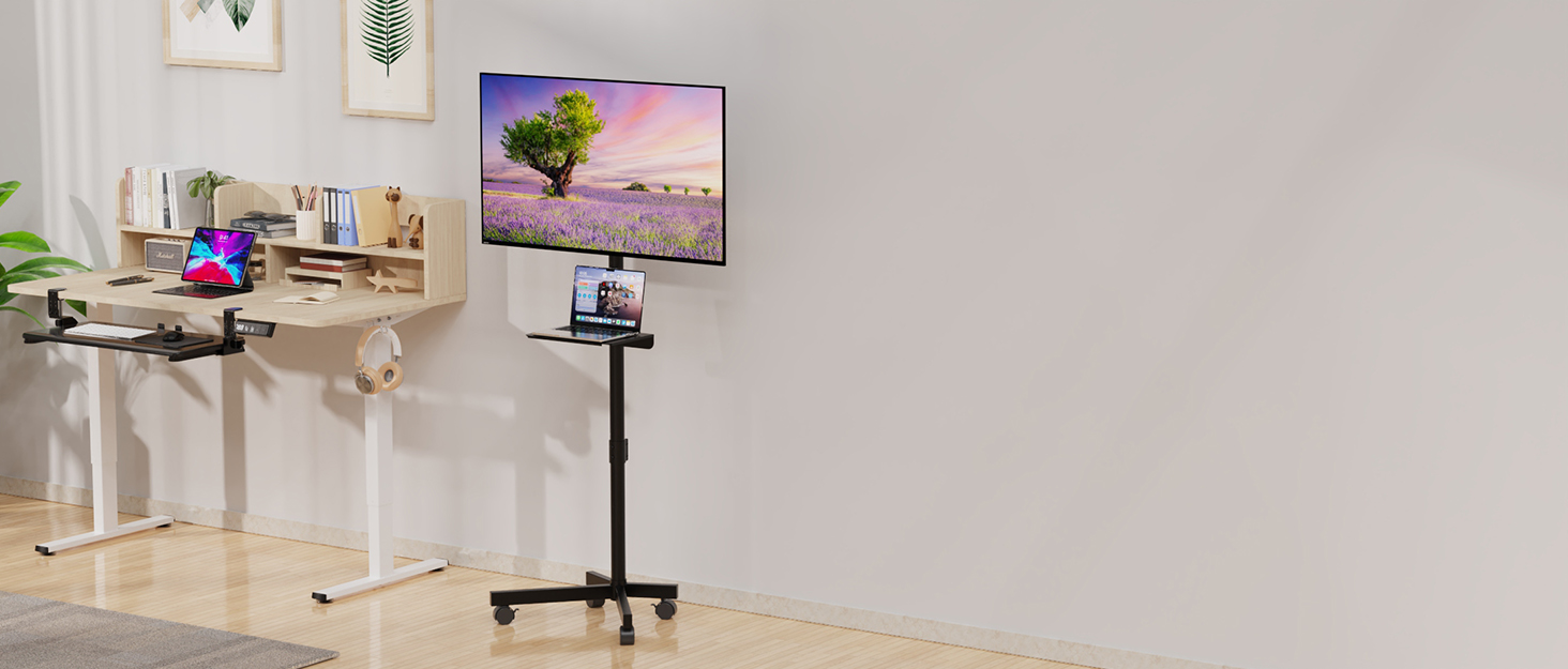 Електричний стіл з регулюванням висоти, металевий каркас з USB-C, пам'ять, антиколізійна система, 2 мотори, білий