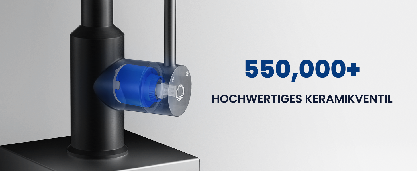 Змішувач для кухні CECIPA з висувним душем, високий вилив, поворотний на 360°, нержавіюча сталь, підключення G3/8