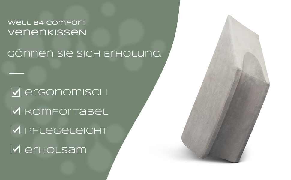 Піднімна подушка для ніг Well B4: підтримка ніг та колін, для лікування вен, сіра