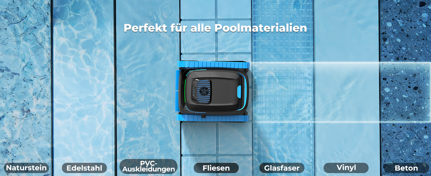 Робот-пилосос для басейну PC20 Poolroboter (2026) з Wi-Fi, очищення дна, стін та водної лінії, до 170 м²