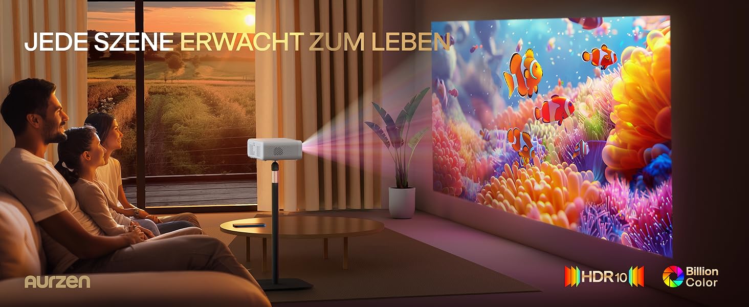 Aurzen Eazze D1 Smart Beamer: 4K проєктор для домашнього кіно з підтримкою 4K, Full HD 1080P, Netflix, Dolby Audio, автофокусом, корекцією трапеції, Wi-Fi, Bluetooth, білий