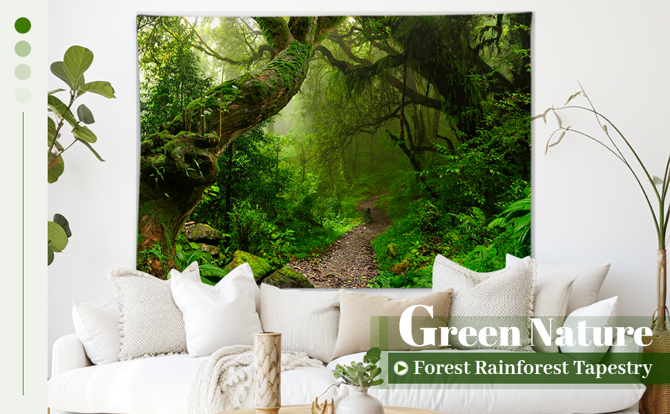 Настінне полотно Skcess Forest Green, 260x240CM, для спальні, природи, пейзажу, настінного гобелена