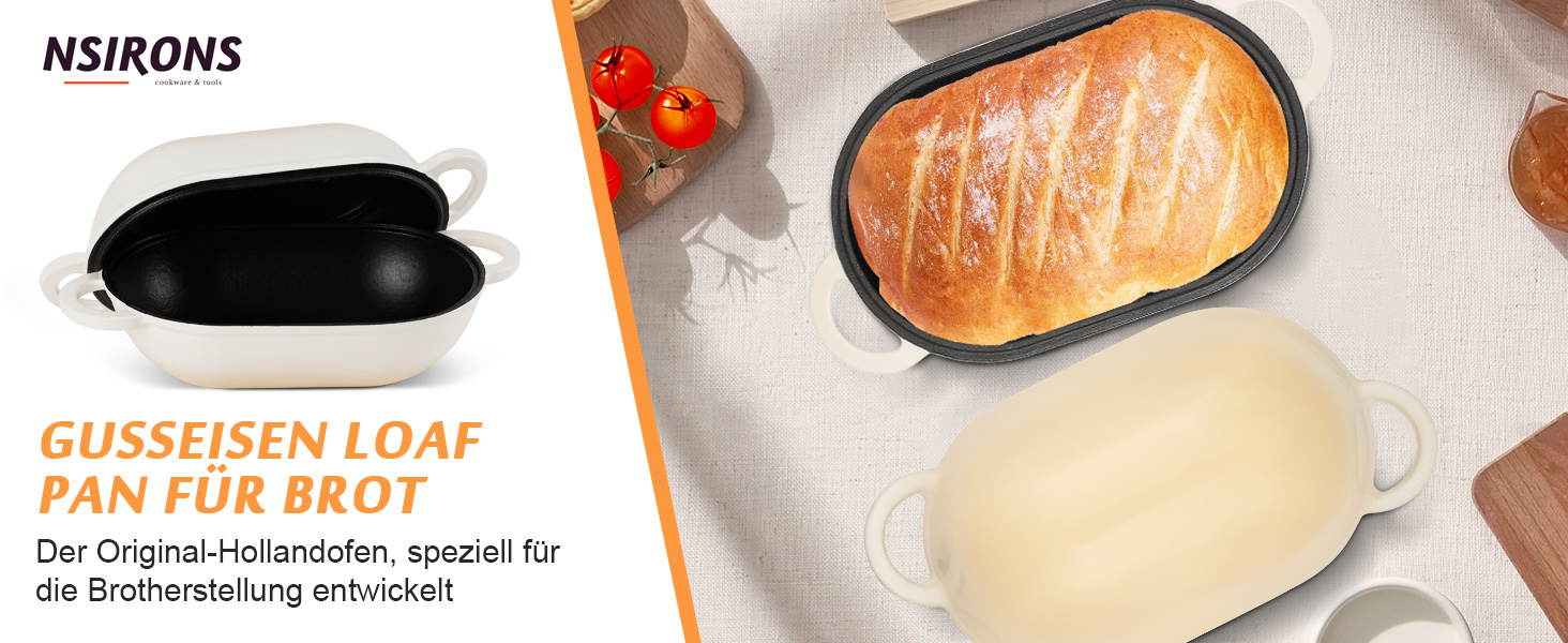 Форма для випікання хліба з кришкою Gusseisen, 23 см, емальована чавунна форма, 2.75 л, для випікання хліба, підходить для духовки (перехідний колір блакитно-зелений)