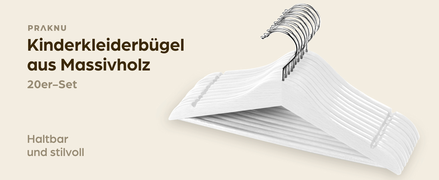 Вішалка для одягу Praknu 20 білий - FSC дерево, обертається на 360, з містком, штангою, дитяча, 20 предметів