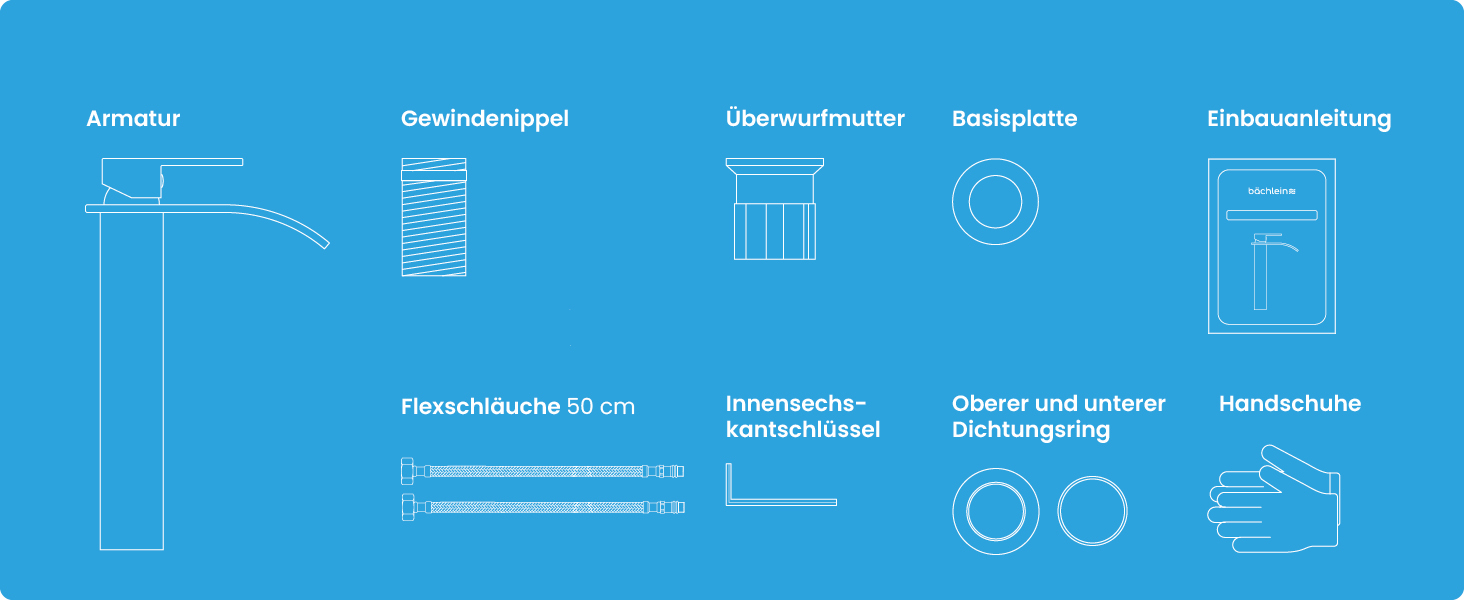 Змішувач для ванної кімнати Bächlein Tamina з водоспадом, однорідний, з довговічною керамічною картридж, комплект для монтажу, хром (висока якість)