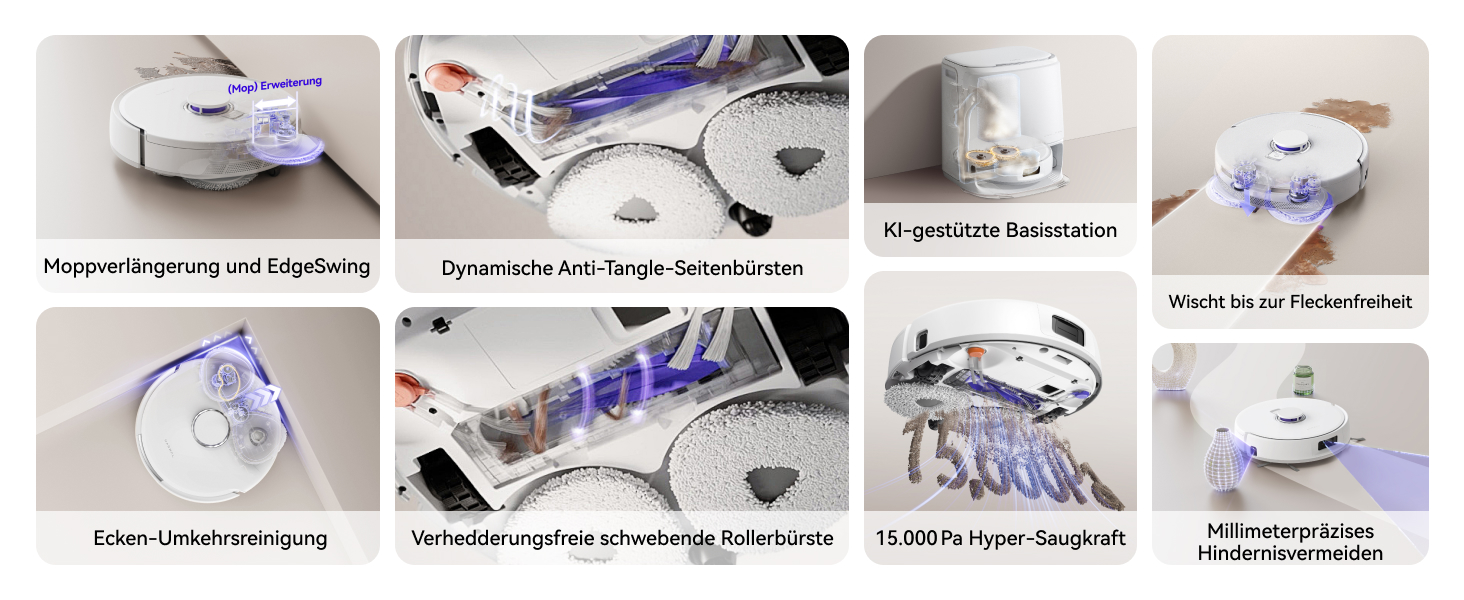 Робот-пилосос NARWAL Freo Z10 з функцією миття підлоги, 15000 Па, гаряча вода 75°C, автопорожнення, уникнення перешкод, антизаплутування для шерсті тварин