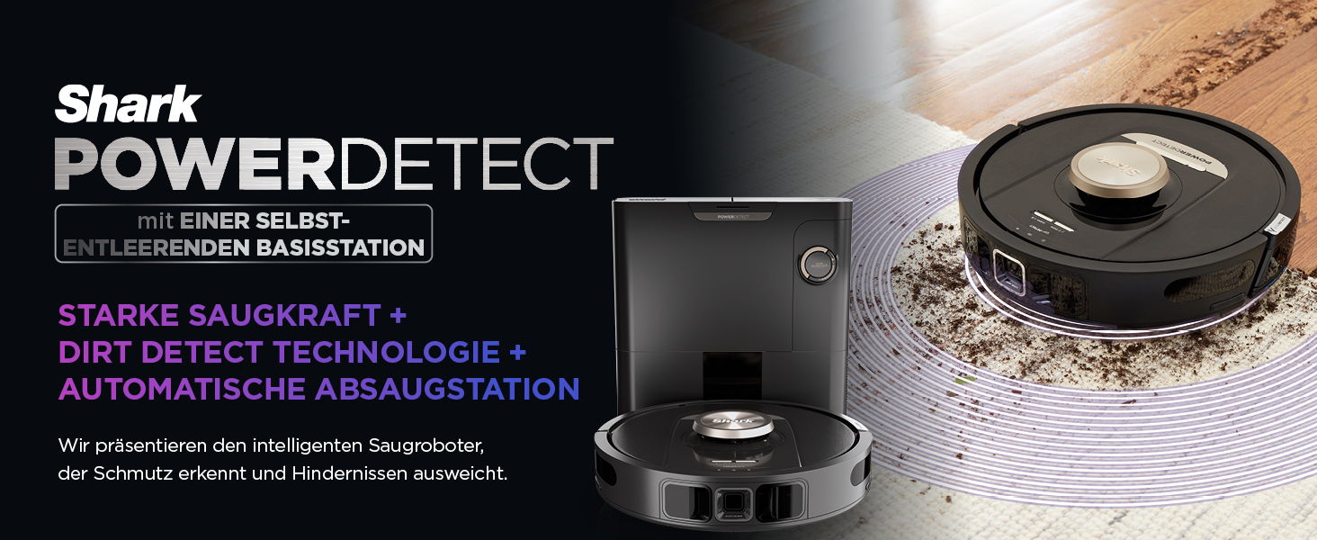 Робот-пилосос Shark PowerDetect 2-в-1 з функцією миття, самостійне очищення на 60 днів, LiDAR-навігація, NeverStuck, керування через додаток, RV2800ZEEU, чорний