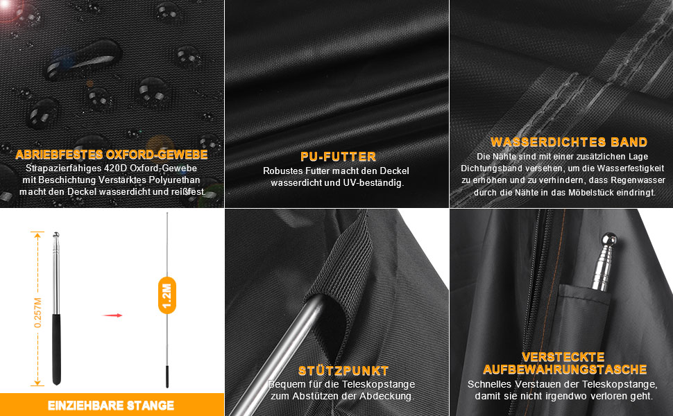 Чохол для парасольки від сонця, захисний чохол для парасольки, 3-5 м, великий розмір, захист від погодних умов, UV, вітру та снігу, 295x80/80 см