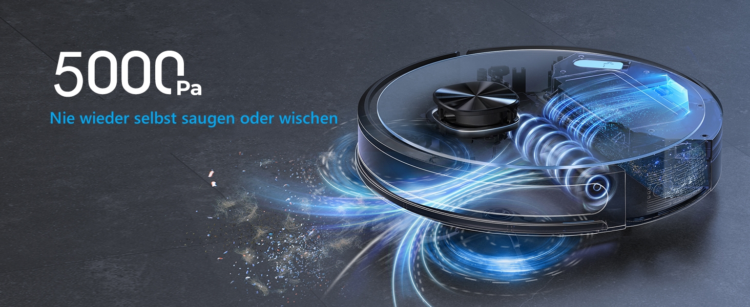 Робот-пилосос Laresar Clean з функцією миття підлоги, станція самоочищення L6 Nex, навігація LiDAR, 3л контейнер, до 180 хв роботи, 3-в-1 (прибирання, миття, пилосос), для видалення шерсті тварин, чорний