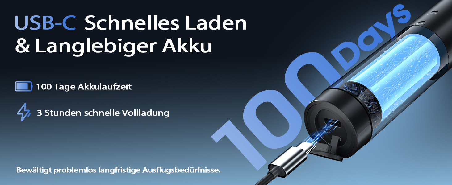 Електрична звукова зубна щітка з 4 насадками та 5 режимами, 50000 VPM, IPX7, таймер 2 хвилини, чорна