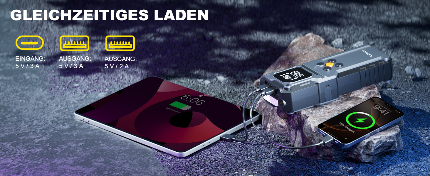 Powerbank Starthilfe 4000A: Зарядний пристрій для авто, SUV та мотоциклів з LED ліхтариком