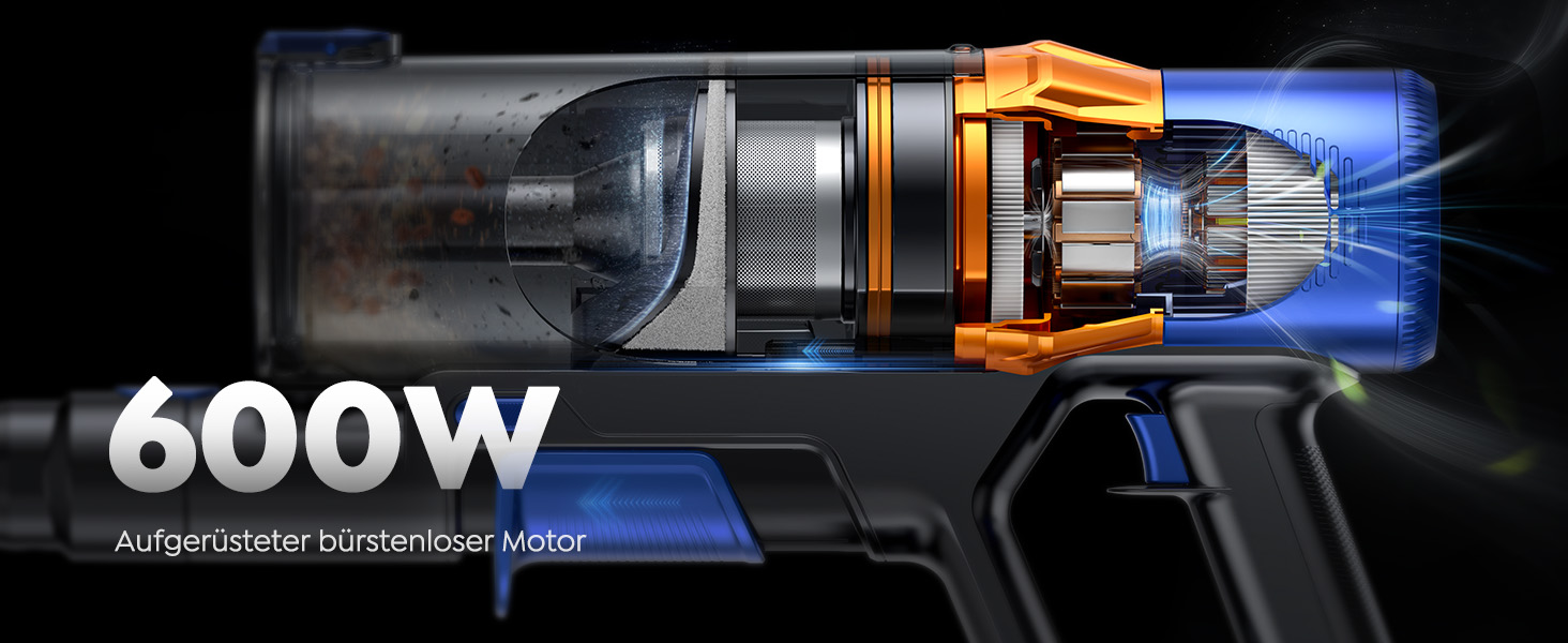 Акумуляторний пилосос SunSare бездротовий 600W 50000Pa 65хв з насадкою 1м, аромафункцією, гнучким шлангом, тримачем для зарядки, автоматичним режимом для підлоги, килимів, шерсті тварин