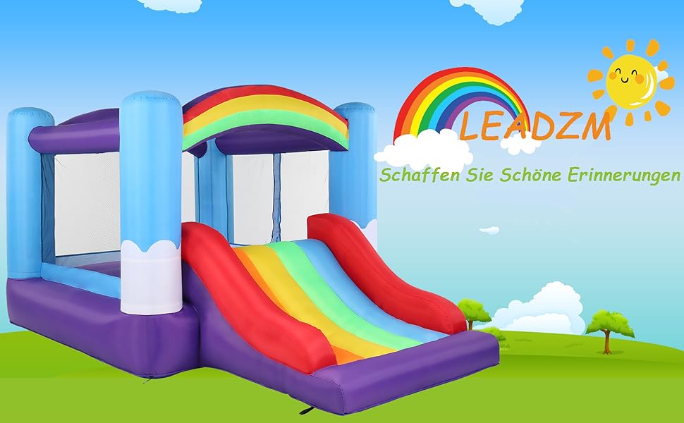 Надувний замок LEADZM з гіркою та насосом, для дітей 3-10 років, 360x240x210 см, ігровий комплекс для дому та вулиці