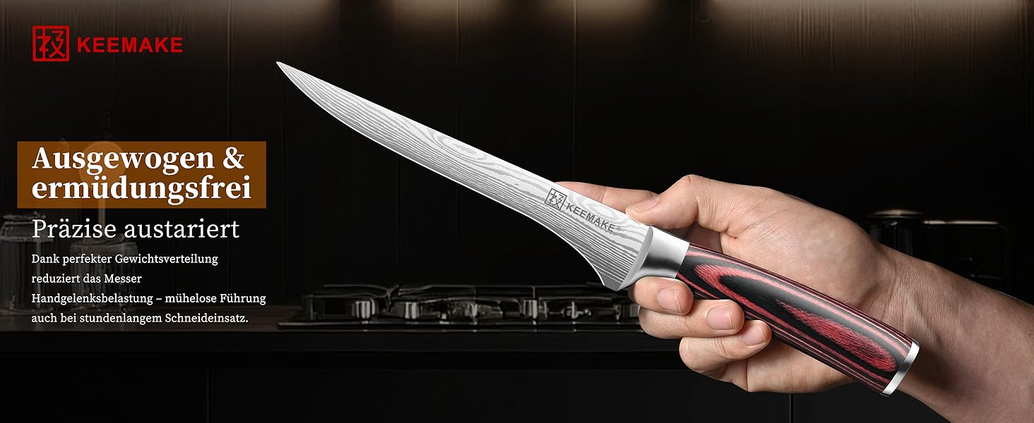 KEEMAKE Набір кухонних ножів: професійний ніж шеф-кухаря з захистом леза, універсальний ніж для м'яса, овочів та риби (15 см)