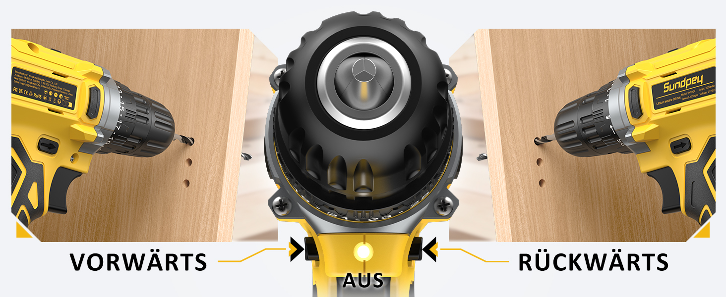 Набір інструментів Sundpey 170 предметів з акумуляторним дрилем-шуруповертом 21V, 2.0Ah, жовтий кейс для дому та ремонту