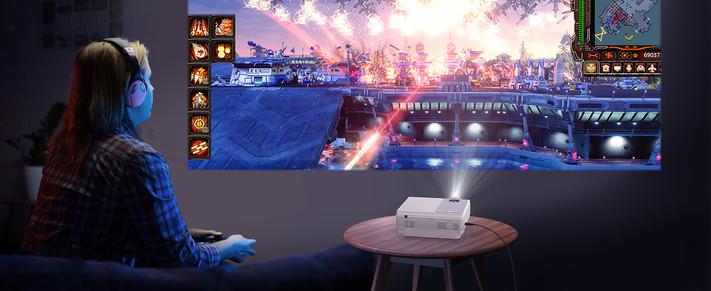 Проектор Staratlas Beamer 5G WiFi Bluetooth Full HD 12000 Lumen, Native 1080P 4K, для домашнього кінотеатру, сумісний з iOS/Android/Fire Stick/HDMI/USB/PS5, білий