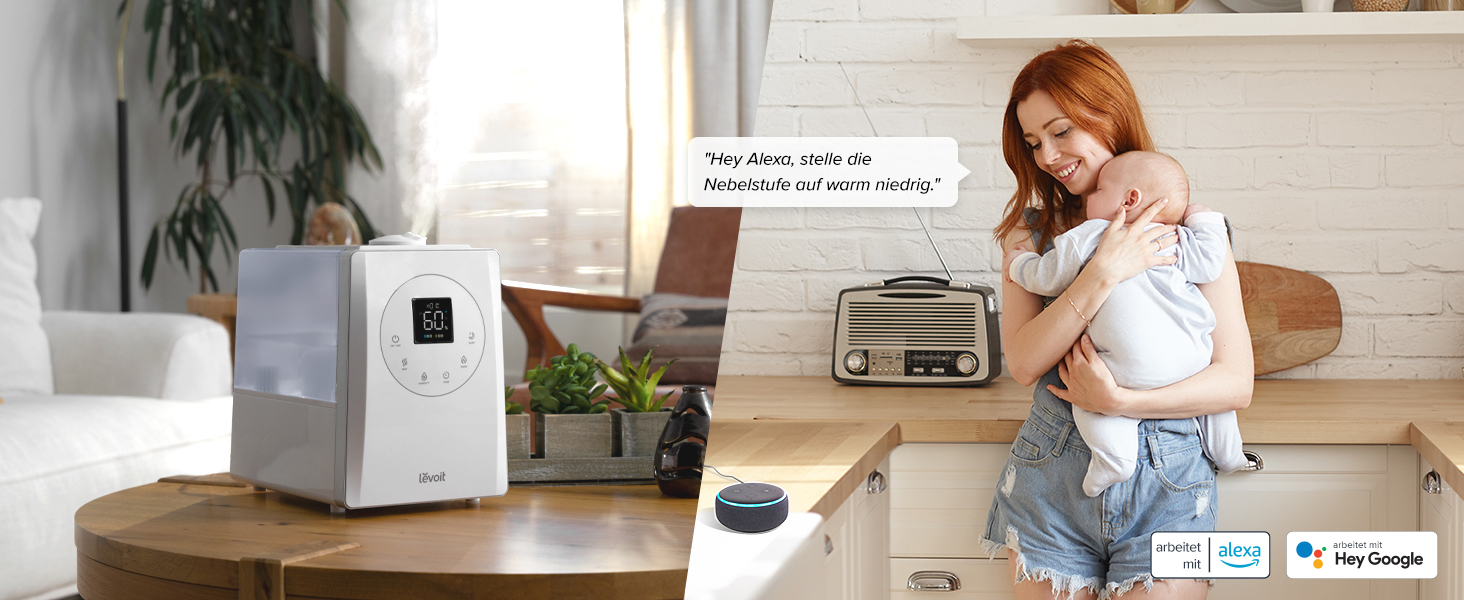 Зволожувач повітря LEVOIT Smart 6L з ароматерапією, верхній залив, холодний/теплий туман, керування Alexa/APP, режим сну, таймер 1-12 год, для спальні, дитячої кімнати, рослин до 40–70 м²