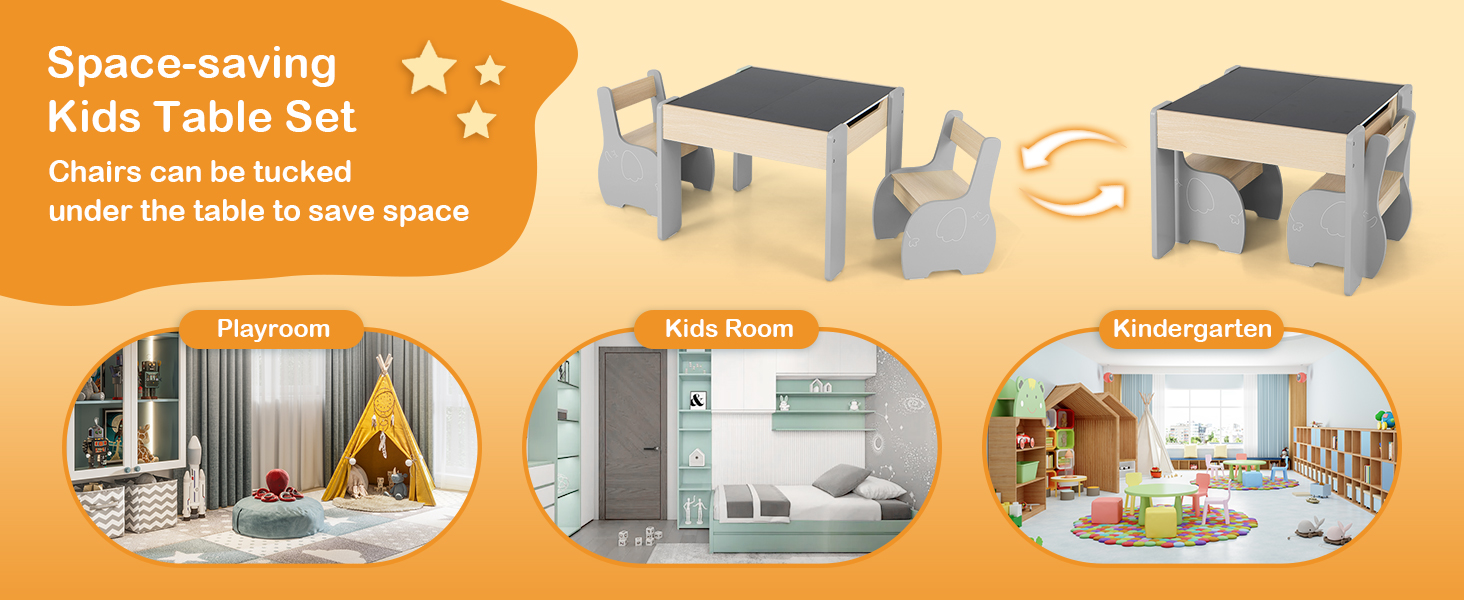 Дитячий стіл і стільці LIFEZEAL: комплект з місцем для зберігання, сірий