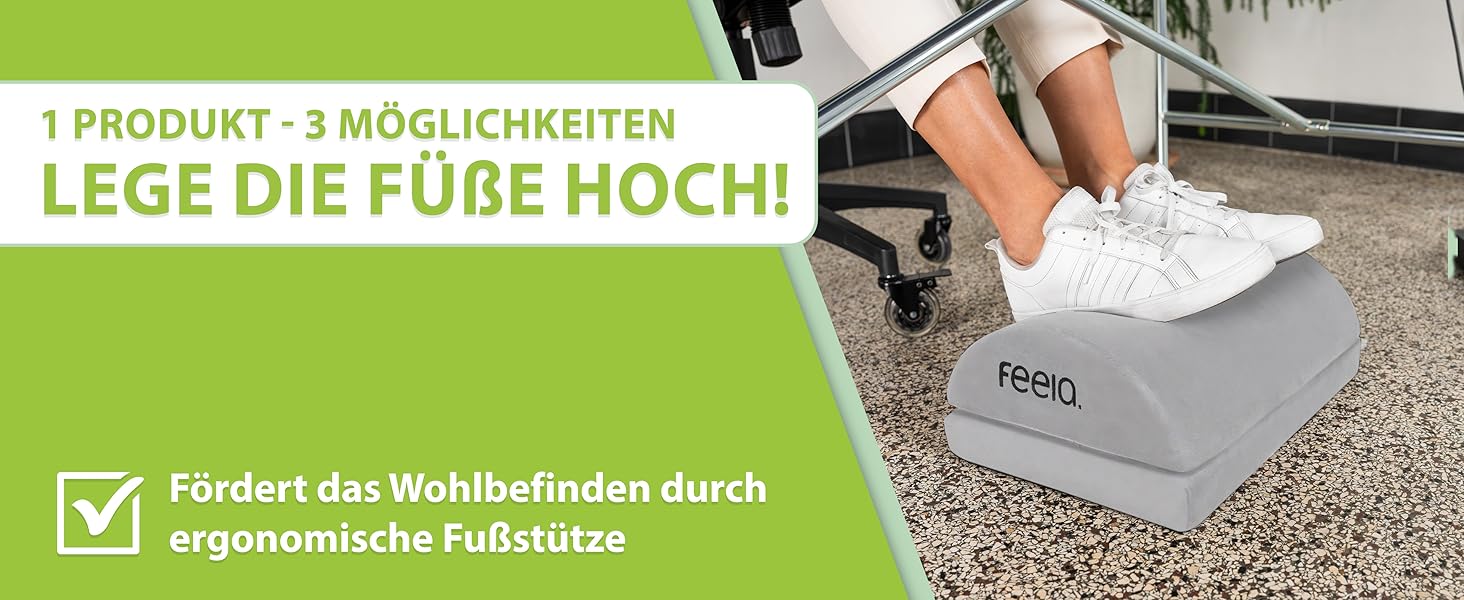 Підставка для ніг під стіл Feela® – ергономічна підставка для ніг, footrest, foot rest, срібна. Без термосумки