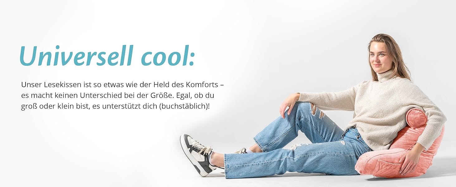 Подушка для читання Ella Lesekissen для ліжка та дивана з знімною подушкою для шиї - подушка для спини для ліжка. Подушка для читання з піною з пам'яті з підлокітниками, ідеально підходить для читання, перегляду телевізора, відпочинку або як спинна підтримка (Рожевий)