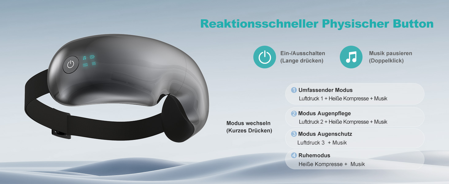 Масажер для очей Aspria® Eyecloud Vision з підігрівом та Bluetooth, видимий дизайн, масаж повітрям, розслаблення очей для втомлених/сухих очей, подарунок для жінок, чоловіків, друзів та сім'ї