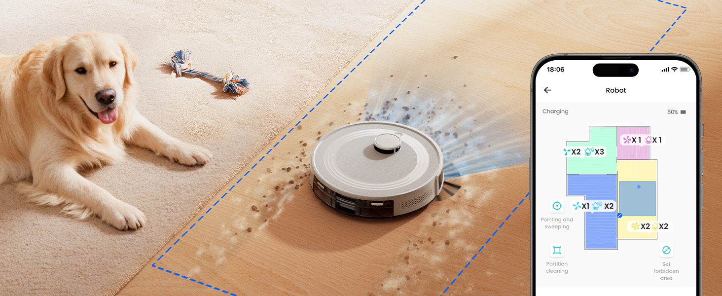 Робот-пилосос LEFANT M2 Pro Mondgrau з функцією миття, 5000Pa, LiDAR, 150 хв, розпізнавання килима, керування через додаток/голос, для видалення шерсті тварин, чорний